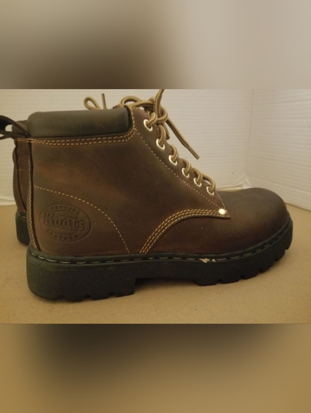Roots Dark Brown Leather Lace-Up Ankle Boots